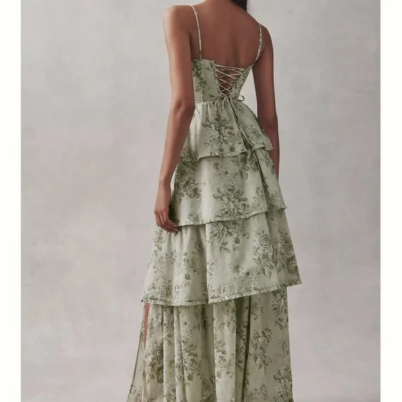V. Chapman Floral Green Maxi Dress - Picture 5 of 8